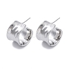 Brass C-Shaped Stud Earrings EJEW-R025-37P-2