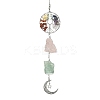 Wire Wrapped Natural Rose Quartz & Green Aventurine Pouch Pendant Deorations HJEW-JM01297-02-3