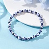 Handmade Flower Printed Porcelain Ceramic & Natural Lapis Lazuli Beads Stretch Bracelets for Women BJEW-JB12932-1