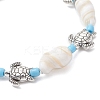 Ocean Theme Natural Shell & Alloy Beaded Stretch Bracelets for Men Women BJEW-JB12387-02-4