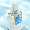 Brass Enamel Adjustable Cuff Rings for Women RJEW-G357-01H-2