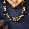 Ion Plating(IP) 304 Stainless Steel Bowknot & Oval Link Chain Bracelet for Women LS-BJEW-G669-18G-2