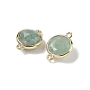 Brass Pave Natural Green Aventurine Faceted Flat Round Connector Charms G-U028-04G-08-2