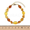 Natural Amber & Brass Beaded Bracelets for Women BJEW-JB13697-4