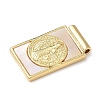 Brass Pave Natural White Shell Religion Rectangle Pendants KK-Q068-32B-G-3