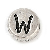 925 Sterling Silver Flat Round with Letter Beads STER-G044-01AS-W-1