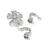 Rack Plating Flower Brass Pave Clear Cubic Zirconia Fold Over Clasps KK-E080-01P-2