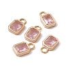 Pink Glass Rectangle Pendants KK-I696-10G-01-3