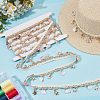 4 Yards Cotton Thread & Linen & Shell Beaded Trim Ribbon OCOR-DR0001-25-4