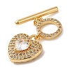Brass Micro Pave Clear Cubic Zirconia Toggle Clasps KK-N254-82G-2