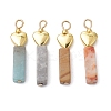 Natural Crazy Lace Agate/Map Stone/Flower Amazonite/Wood Lace Stone Rectangle Pendants PALLOY-JF02973-1