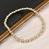 Brass Round Beaded Stretch Bracelets for Men Women BJEW-B148-05B-GP-3