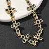 Brass Enamel Micro Pave Clear Cubic Zirconia Cross Link Chain Bracelets for Women BJEW-G764-02G-2