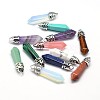 Bullet Platinum Plated Alloy Natural & Synthetic Mixed Stone Pointed Pendants G-F228-06-RS-1