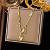 304 Stainless Steel Heart Pendant Necklaces for Women NJEW-Q028-05G-1