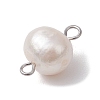 Natural Cultured Freshwater Pearl Connector Charms PALLOY-JF03090-01-4