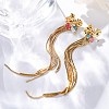 Brass Bowknot Tassel Stud Earrings EJEW-R014-14G-1