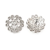 Flower Brass Micro Pave Clear Cubic Zirconia Bead Caps KK-V008-33P-1