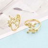 Brass Micro Pave Cubic Zirconia Cuff Rings for Women KK-T071-58G-1