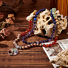 Natural Mixed Stone Tree of Life Pendant Necklace with Round Beaded Chains NJEW-AB00015-01-5