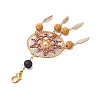 Woven Web/Net with Feather Glass Seed Beads Pendant Decorations HJEW-MZ00074-01-4