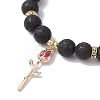 Natural Lava Rock Beaded Stretch Bracelets BJEW-JB11000-01-3