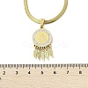 201 Stainless Steel Clear Cubic Zirconia Flat Round Virgin with Feather Pendant Necklaces NJEW-H055-04G-5