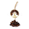 Wire Wrapped Chips Natural Tiger Eye Big Pendant Decorations HJEW-H057-03C-3