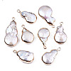 Electroplate Natural Baroque Pearl Keshi Pearl Pendants LS-PEAR-Q008-22G-2