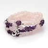 Personalized Dual-use Round Gemstone Beads 4-Layer Stretch Wrap Bracelets/Necklaces BJEW-JB01906-01-1