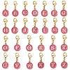 26Pcs 26 Styles Flat Round with Letter A`Z Alloy Enamel Pendant Decoration HJEW-JM02404-1
