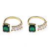 Cubic Zirconia Rectangle Open Cuff Ring RJEW-N035-123-2