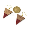 Resin & Walnut Wood Triangle Dangle Earrings EJEW-JE05505-01-2