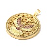 Flat Round with Pigeons & Cross Rack Plating Brass Micro Pave Cubic Zirconia Pendants KK-K377-42G-2