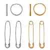4Pair 4 Style Safety Pin & Ring 304 Stainless Steel Hoop Earrings for Women EJEW-SZ0001-84-1