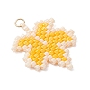 Glass Seed Beaded Maple Leaf Pendants PALLOY-MZ00889-01-3