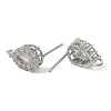 Teardrop Brass Micro Pave Clear Cubic Zirconia Stud Earring Findings KK-C107-13P-2