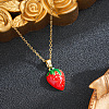 Brass Enamel Fruit Pendant 201 Stainless Steel Cable Chain Necklaces for Women WG879D2-06-1