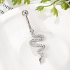 Alloy Rhinestone Snake Curved Barbell Belly Rings LS-AJEW-R007-03P-04-2