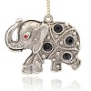 Antique Silver Alloy Rhinestone Elephant Pendants PALLOY-J204-02AS-1