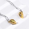 304 Stainless Steel Double-Sided Magnetic Heart Pendant Paperclip Chain Necklaces NJEW-U028-02G-2