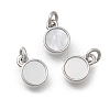 Brass & Natural Shell Flat Round Charms KK-D431-025A-02P-1