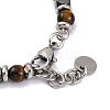 Natural Tiger Eye & Magnetic Synthetic Hematite Round Beaded Bracelet X-BJEW-P339-02P-03-3