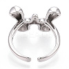 Brass Letter Open Cuff Rings for Women RJEW-G313-01W-P-2