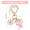 3Pcs 3 Colors Enamel Alloy Flower with Acrylic Strawberry Keychain KEYC-DC0001-31-2