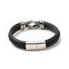 304 Stainless Steel Knot Link Bracelet with Magnetic Clasp BJEW-C021-26P-2