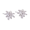 4 Pairs 2 Style Brass Micro Pave Clear Cubic Zirconia Stud Earring Findings KK-ZZ0001-07-4
