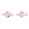 Brass Pave Cubic Zirconia Rhombus Connector Charms KK-P347-04G-3