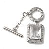 Brass Micro Pave Clear Cubic Zirconia Toggle Clasps KK-N254-87P-1