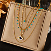 304 Stainless Steel & Synthetic Turquoise Pendant Multi Layered Necklaces for Women FS-WG34384-04-1